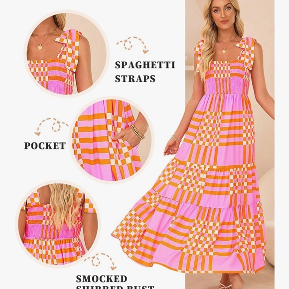Amazon Pink and Orange Patterned Maxi Dress - Picture 3 of 4